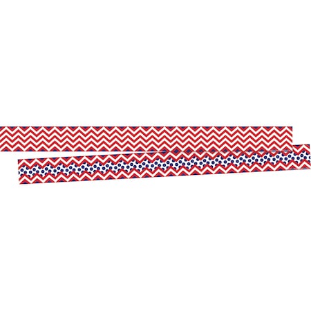 Barker Creek Chevron Red & Navy Double-Sided Border, 12/set 987